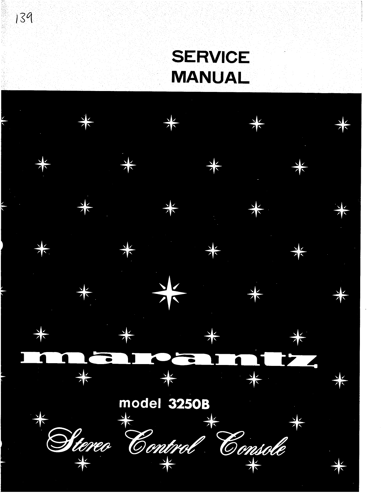 Marantz Model 3250B Stereo Control Console Service Manual (Pages: 20)