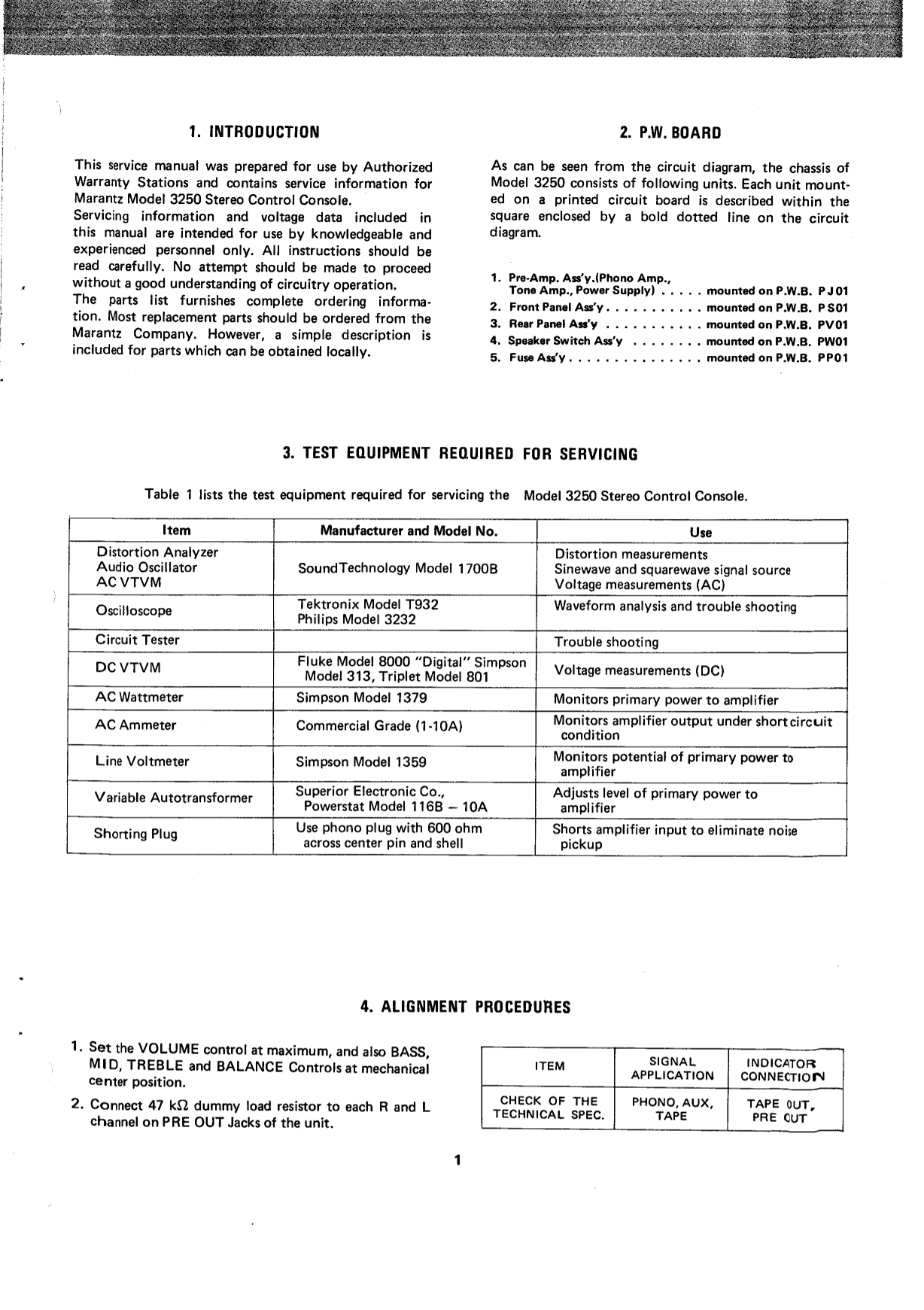 Marantz Model 3250 Stereo Control Console Service Manual (Pages: 21)