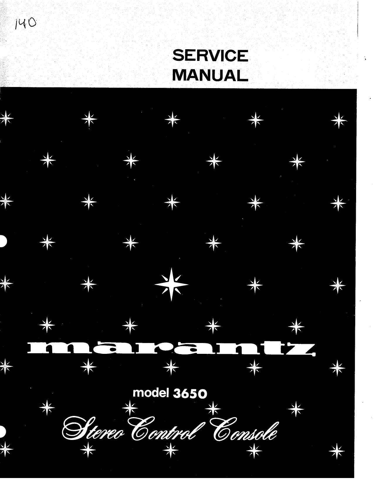 Marantz Model 3650 Stereo Control Console Service Manual (Pages: 28)