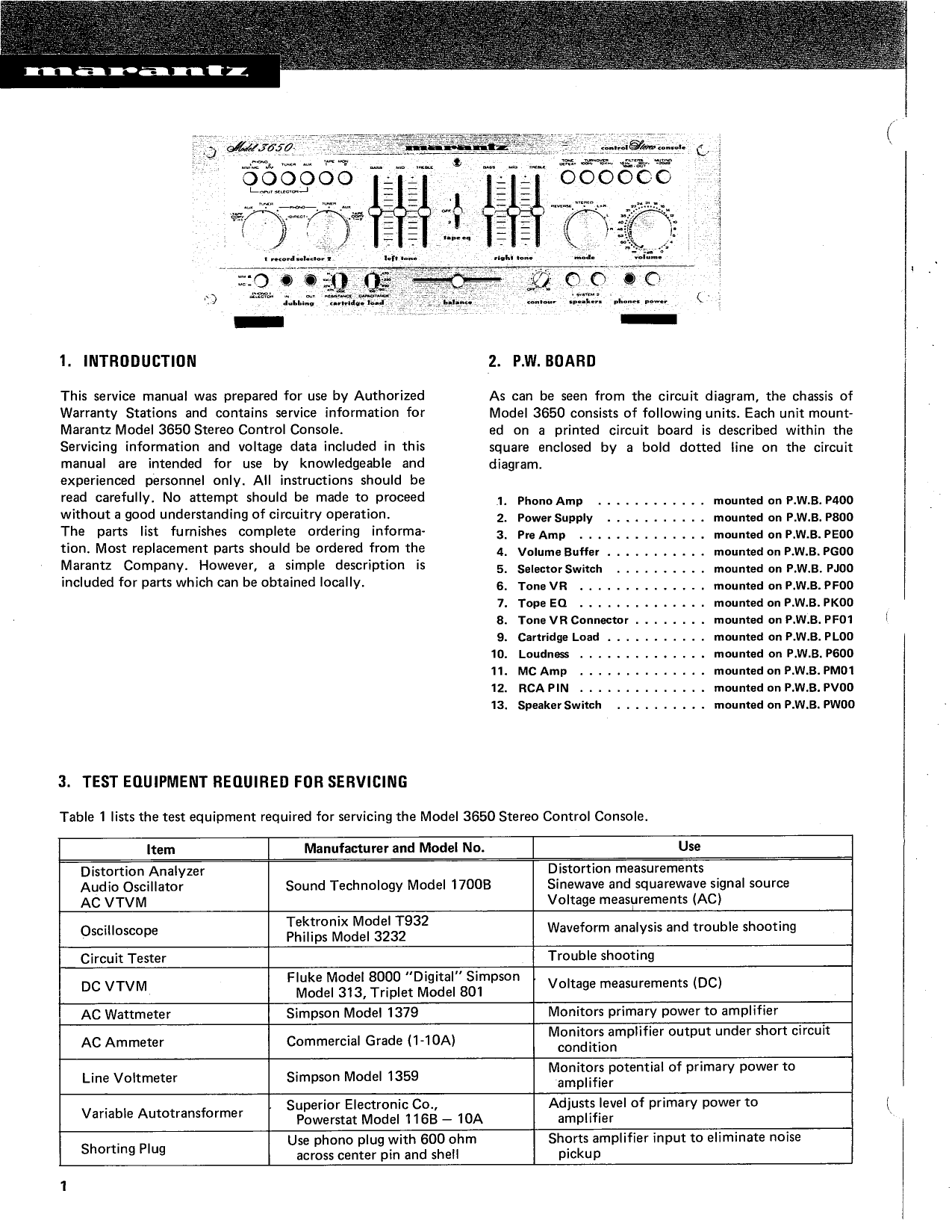 Marantz Model 3650 Stereo Control Console Service Manual (Pages: 28)