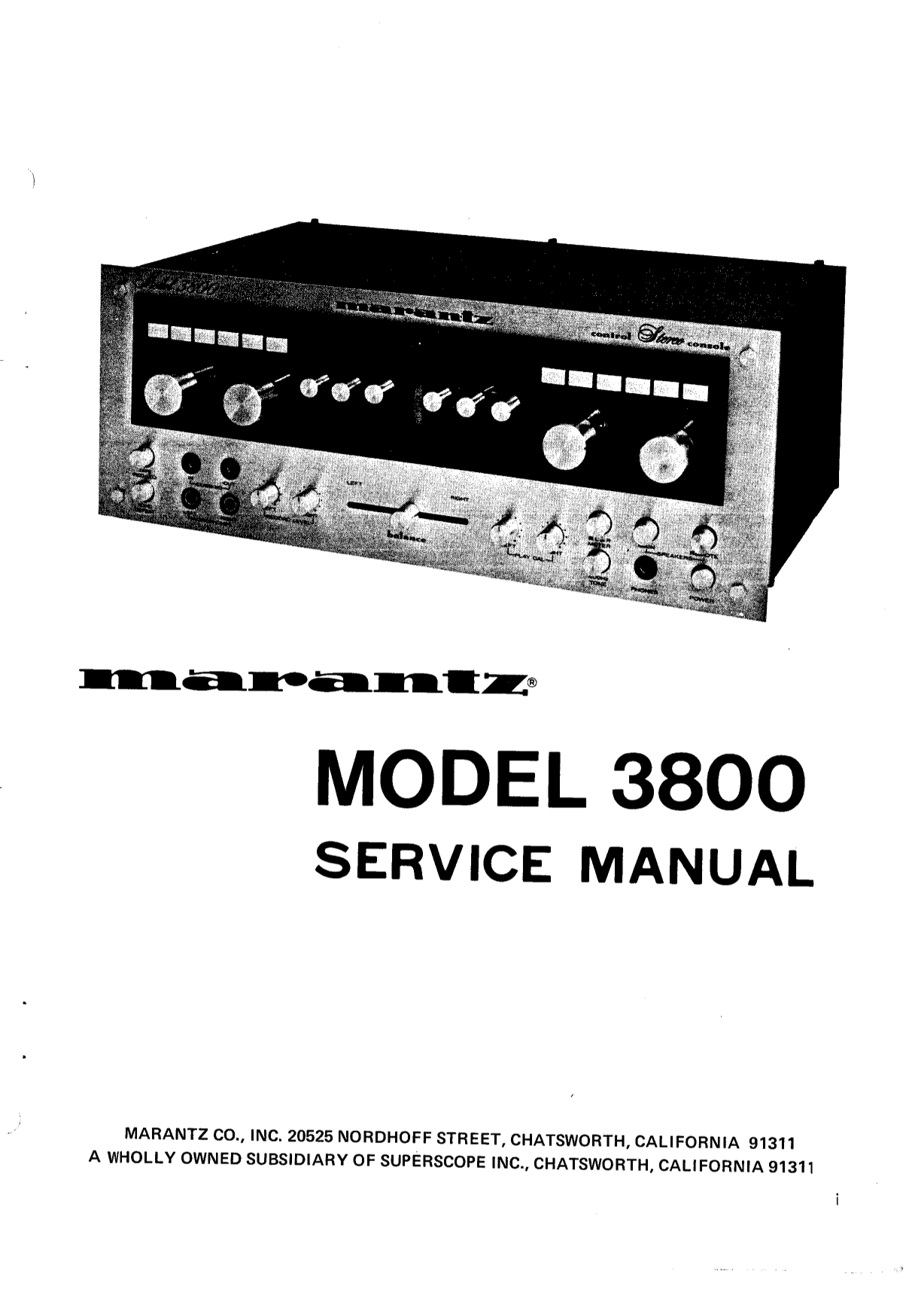Marantz Model 3800 Stereo Control Console Service Manual (Pages: 49)