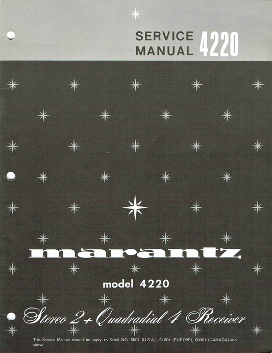 Marantz Model 4220 Stereo 2+ Quadradial 4 Receiver Service Manual (Pages: 26)