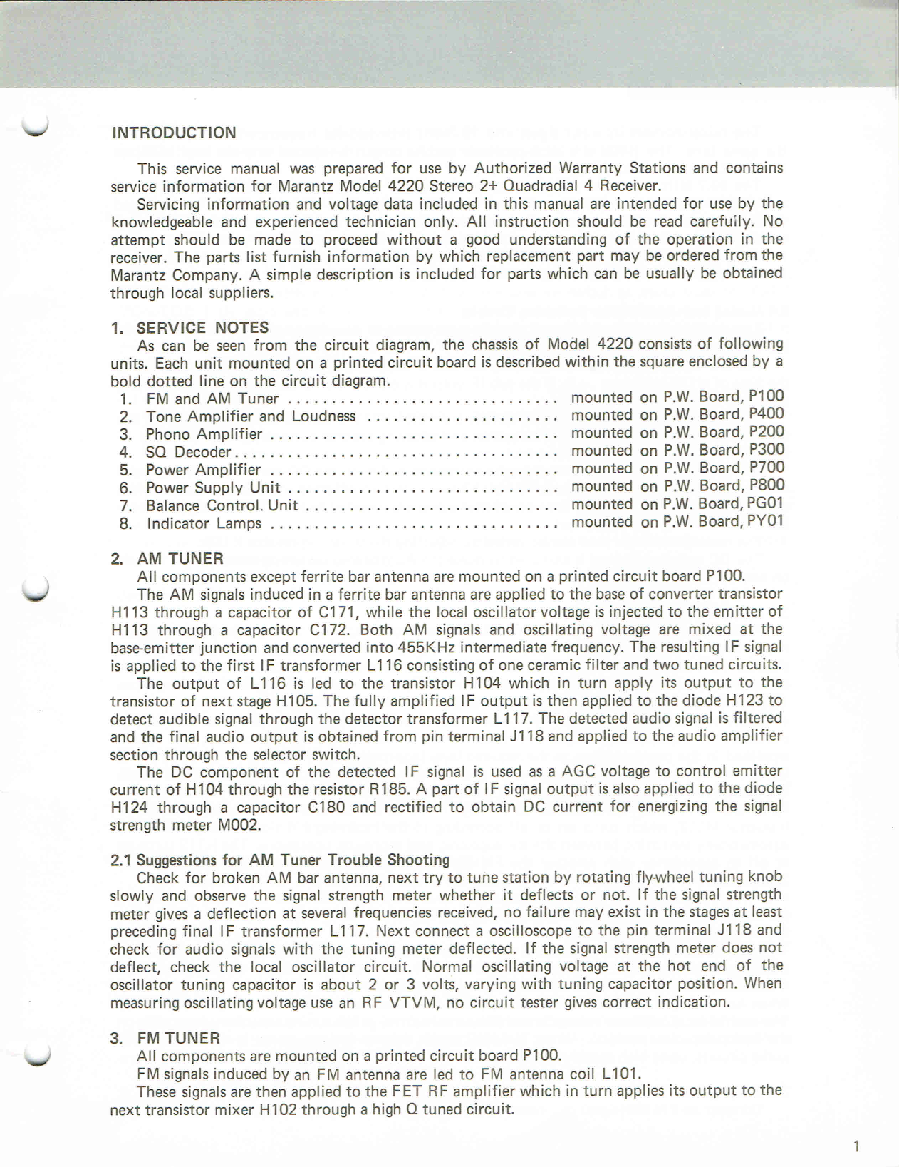 Marantz Model 4220 Stereo 2+ Quadradial 4 Receiver Service Manual (Pages: 26)