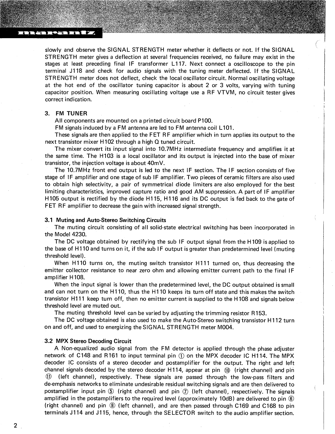 Marantz Model 4230 Stereo 2+ Quadradial 4 Receiver Service Manual (Pages: 40)