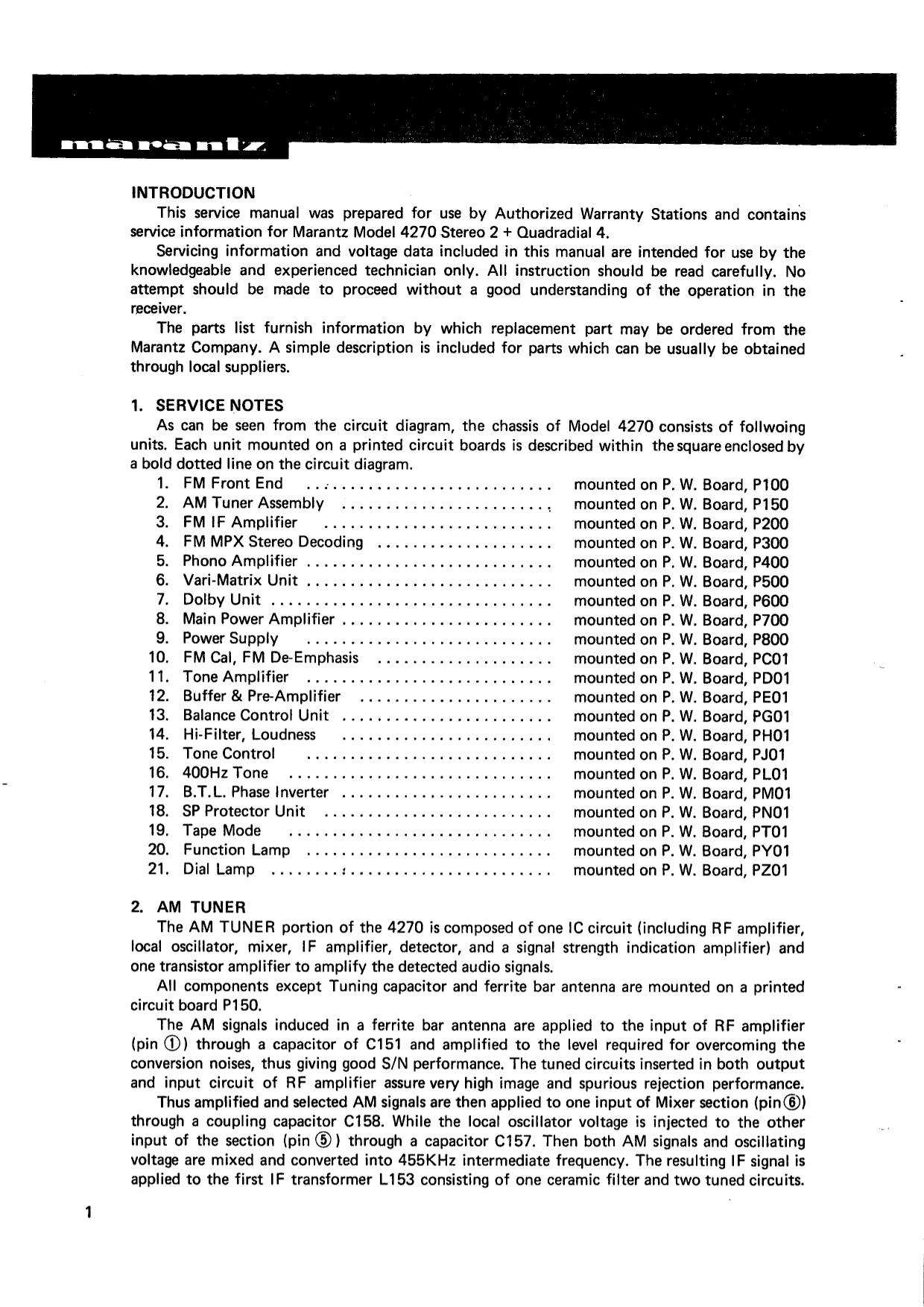 Marantz Model 4270 Stereo 2+ Quadradial 4 Receiver Service Manual (Pages: 49)