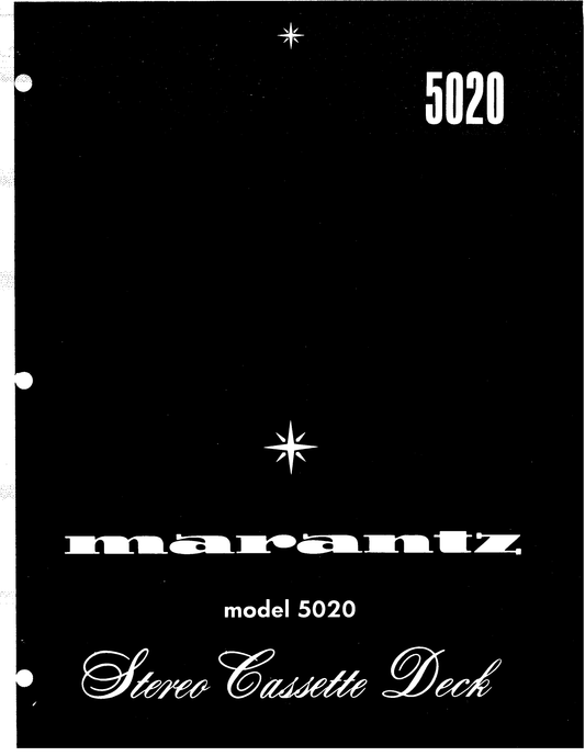 Marantz Model 5020 Stereo Cassette Deck Service Manual (Pages: 58)