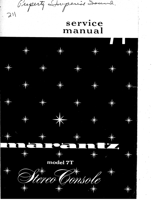 Marantz Model 7T Stereo Console Service Manual (Pages: 28)
