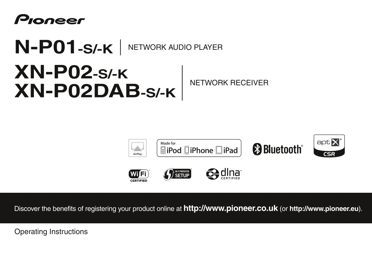 Pioneer N-P01, XN-P02 & XN-P02DAB Network Audio Player Owner/ User Manual (Pages: 54)