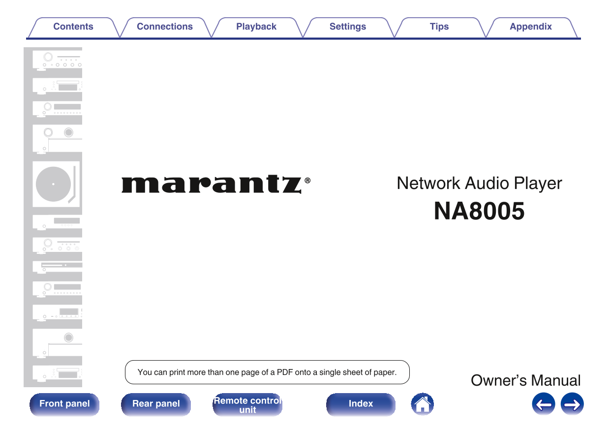 Marantz NA8005 Network Audio Player Owner/ User Manual (Pages: 120)