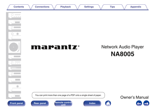 Marantz NA8005 Network Audio Player Owner/ User Manual (Pages: 120)