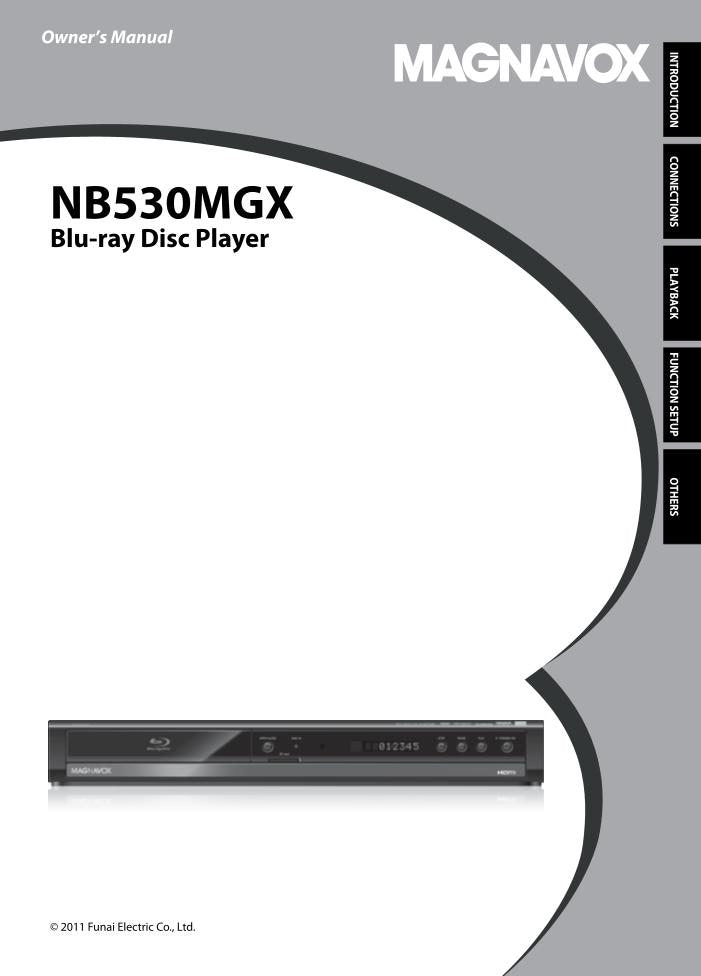 Magnavox NB530MGX Blu-Ray DVD Player Operating Manual