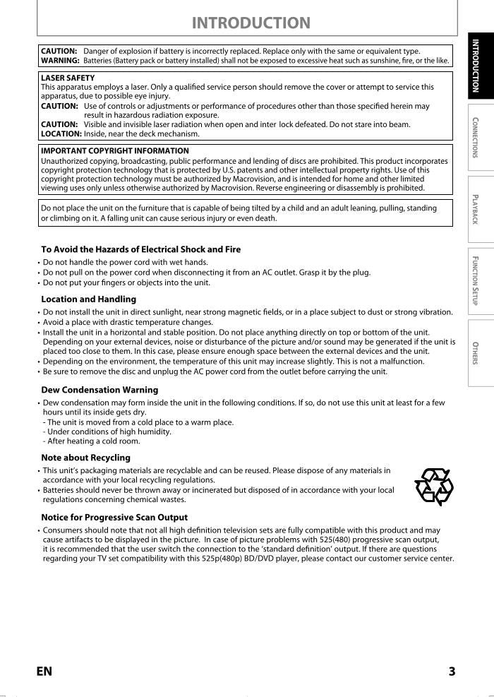 Magnavox NB530MGX Blu-Ray DVD Player Operating Manual