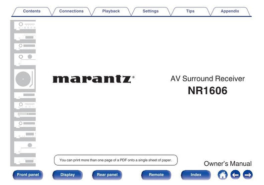 Marantz NR1606 Audio/Video Receiver Operating Manual