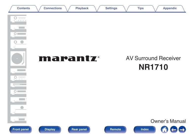 Marantz NR1710 Audio/Video Receiver Operating Manual