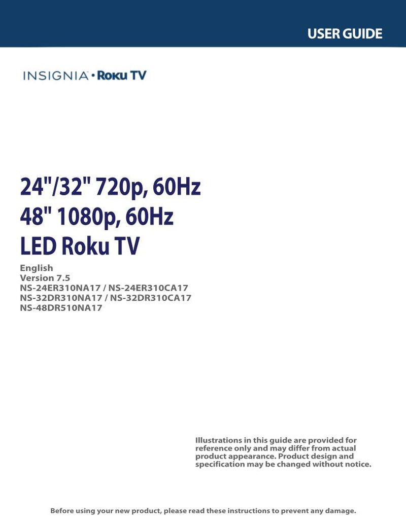 Insignia NS-24 ER 310CA17 310NA17 NS-32 DR TV Operating Manual