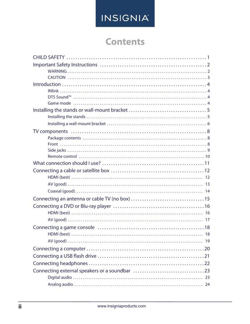 Insignia NS-32D311NA17 TV Operating Manual