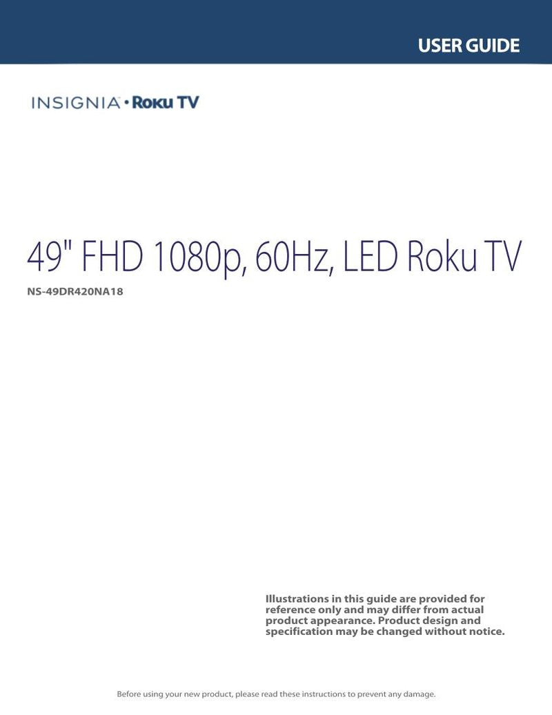Insignia NS-49 DR 420NA18 TV Operating Manual