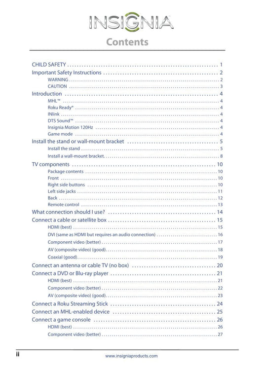 Insignia NS55D550NA15 TV Operating Manual