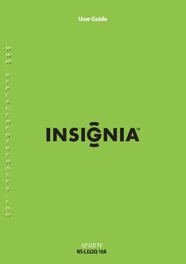 Insignia NSL322 Q 10A 10AE329 AZNKW 3BENN 10AE32 RAZNKW 3BMNN TV Operating Manual