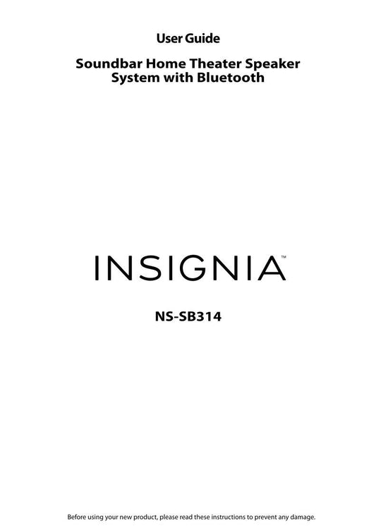 Insignia NSSB314OM TV Operating Manual
