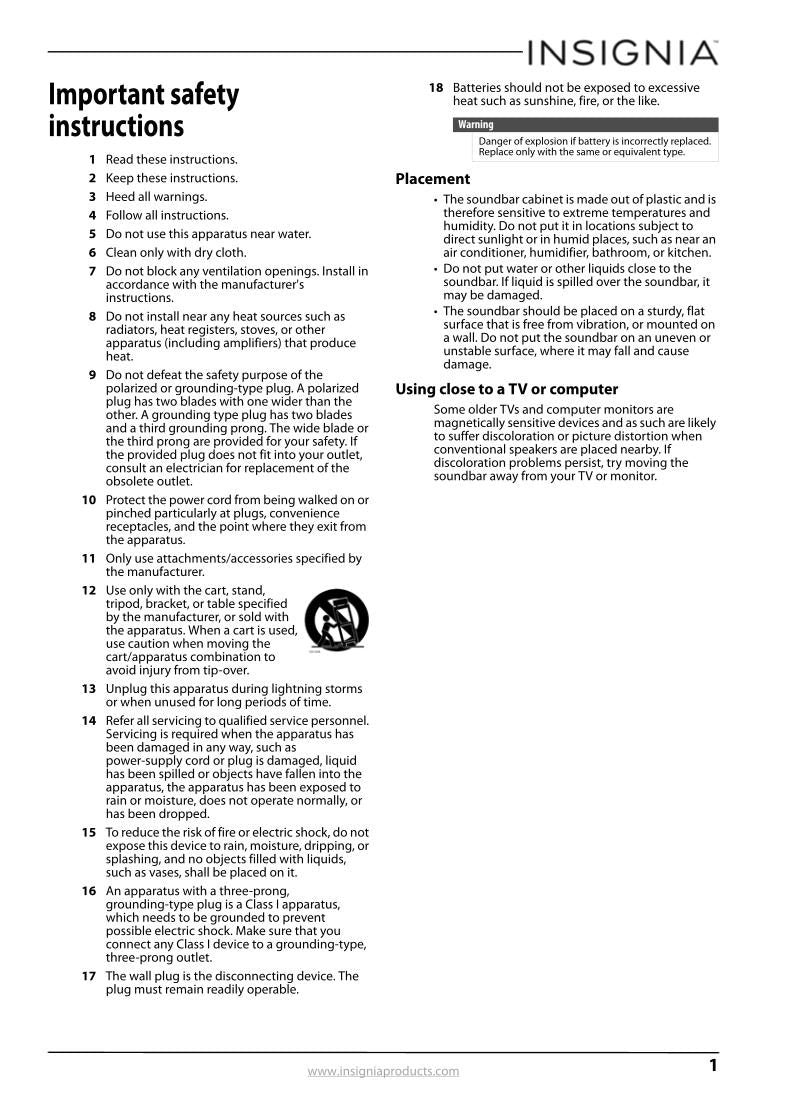 Insignia NSSB314OM TV Operating Manual