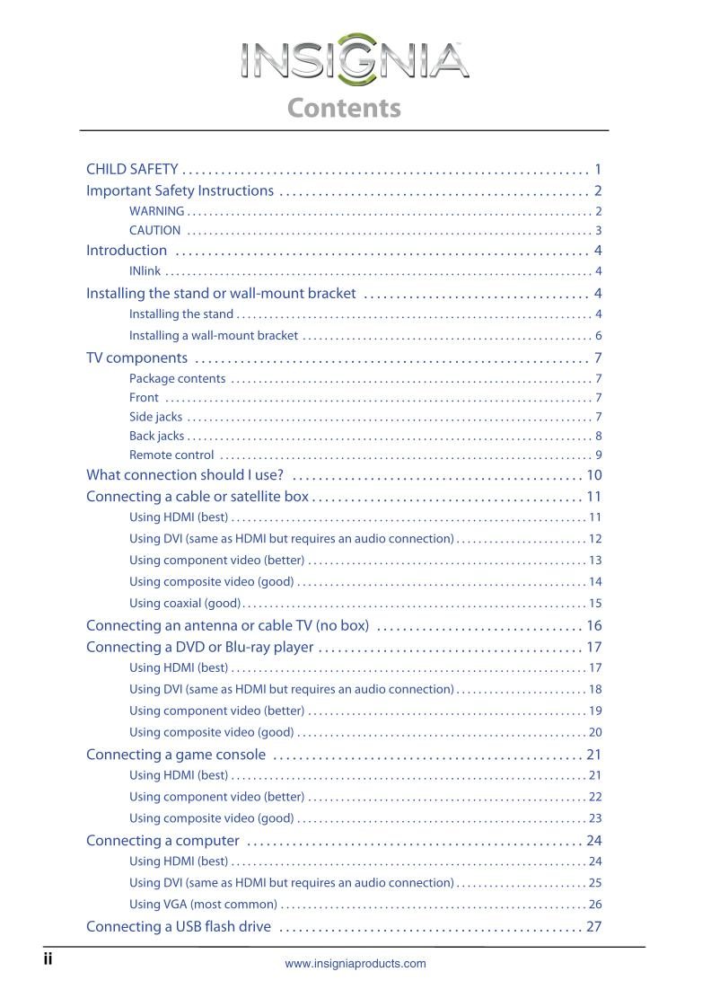 Insignia NS32D20SNA14OM TV Operating Manual