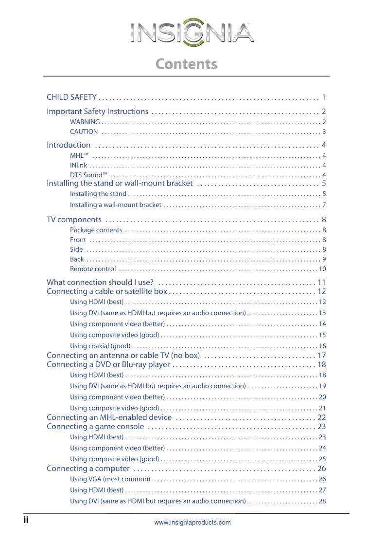 Insignia NS39D400NA14 TV Operating Manual