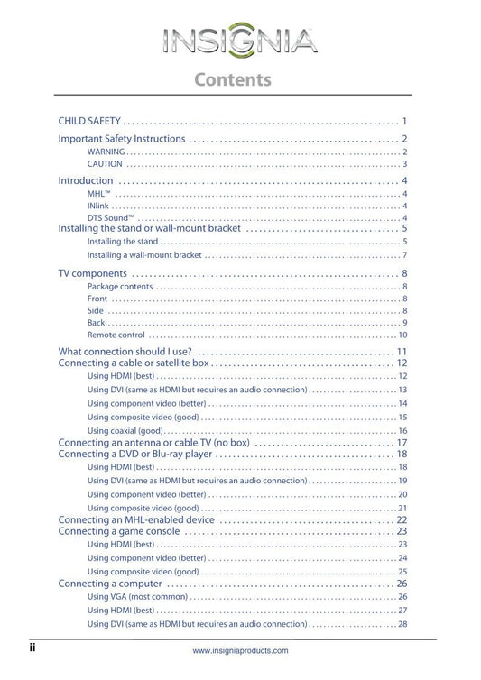 Insignia NS39D400NA14 TV Operating Manual