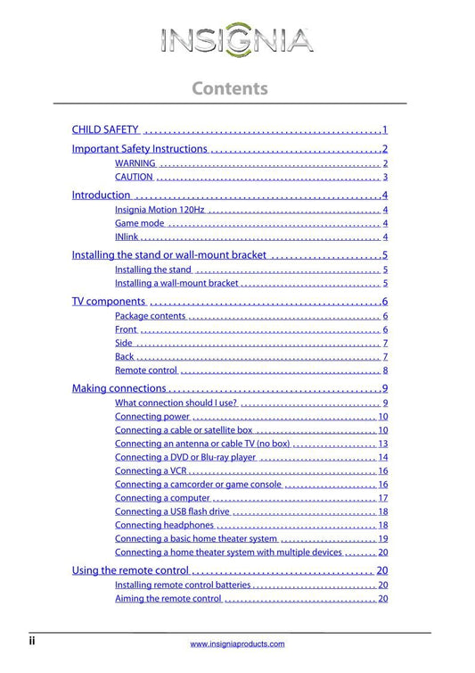 Insignia NS39E480A13 NS42E480A13 NS46E481A13 TV Operating Manual