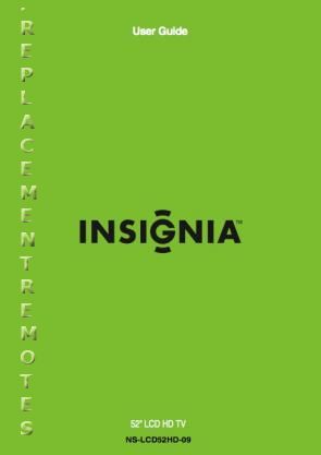 Insignia NSLCD52HD09 TV Operating Manual