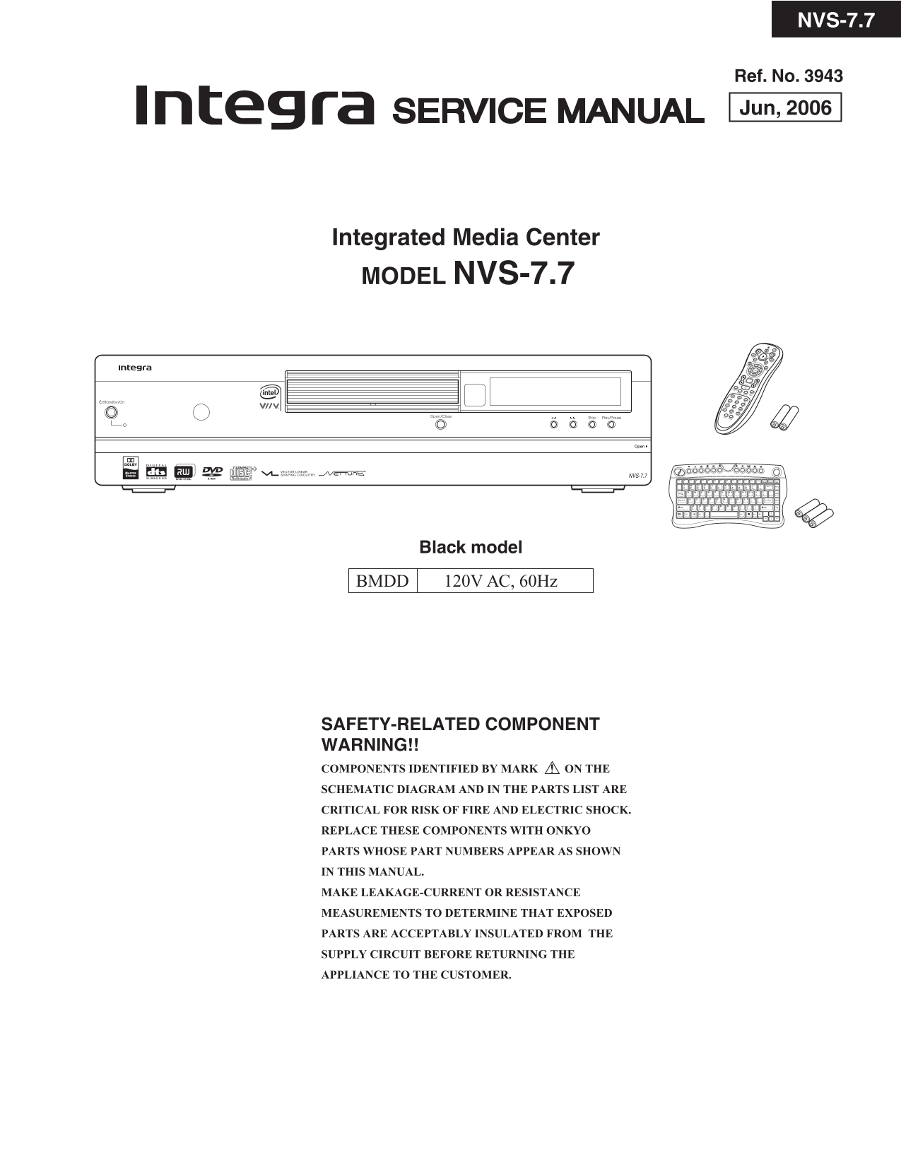 Integra NVS-7.7 CD Player Service Manual (Pages: 22)