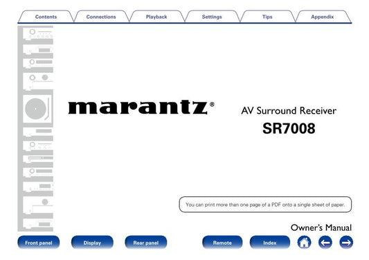 Marantz SR7008 Audio/Video Receiver Operating Manual