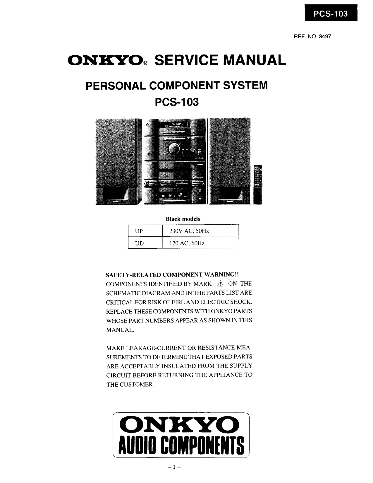 Onkyo PCS-103 Stereo System Service Manual (Pages: 32)