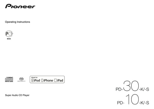 Pioneer PD-10 & PD-30 CD Player Owner/ User Manual (Pages: 16)