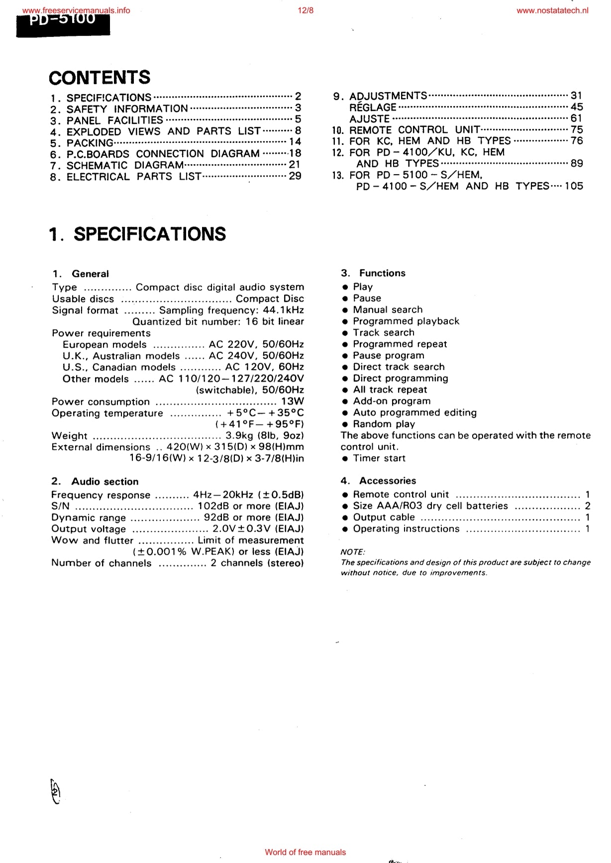 Pioneer PD-4100 & PD-5100 CD Player Service Manual (Pages: 66)