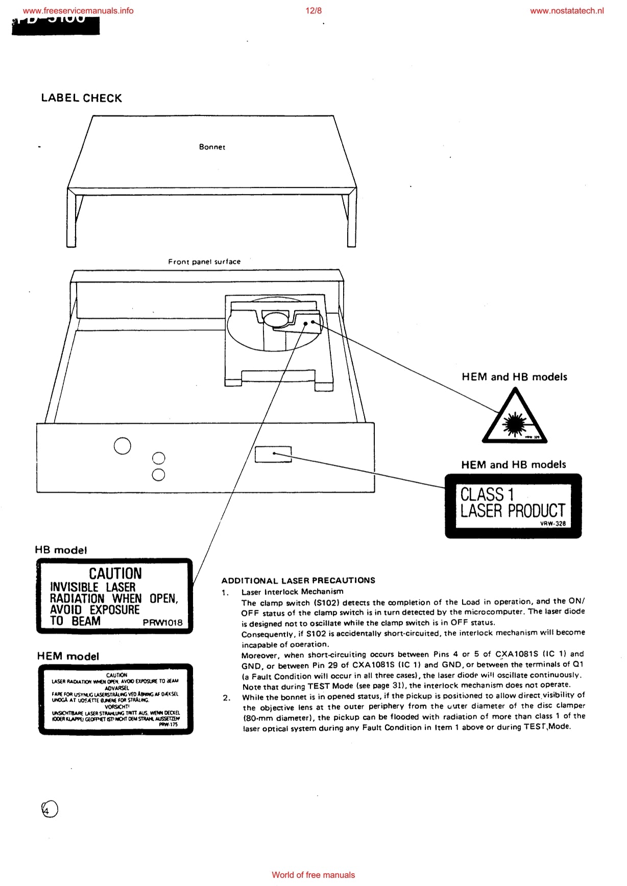 Pioneer PD-4100 & PD-5100 CD Player Service Manual (Pages: 66)