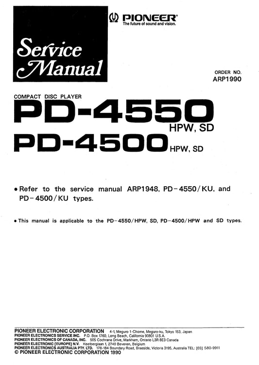 Pioneer PD-4500 & PD-4550 CD Player Service Manual (Pages: 124)