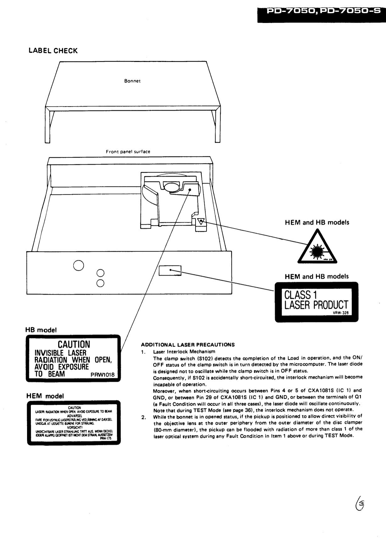 Pioneer PD-7050 & PD-7050-S CD Player Service Manual (Pages: 69)