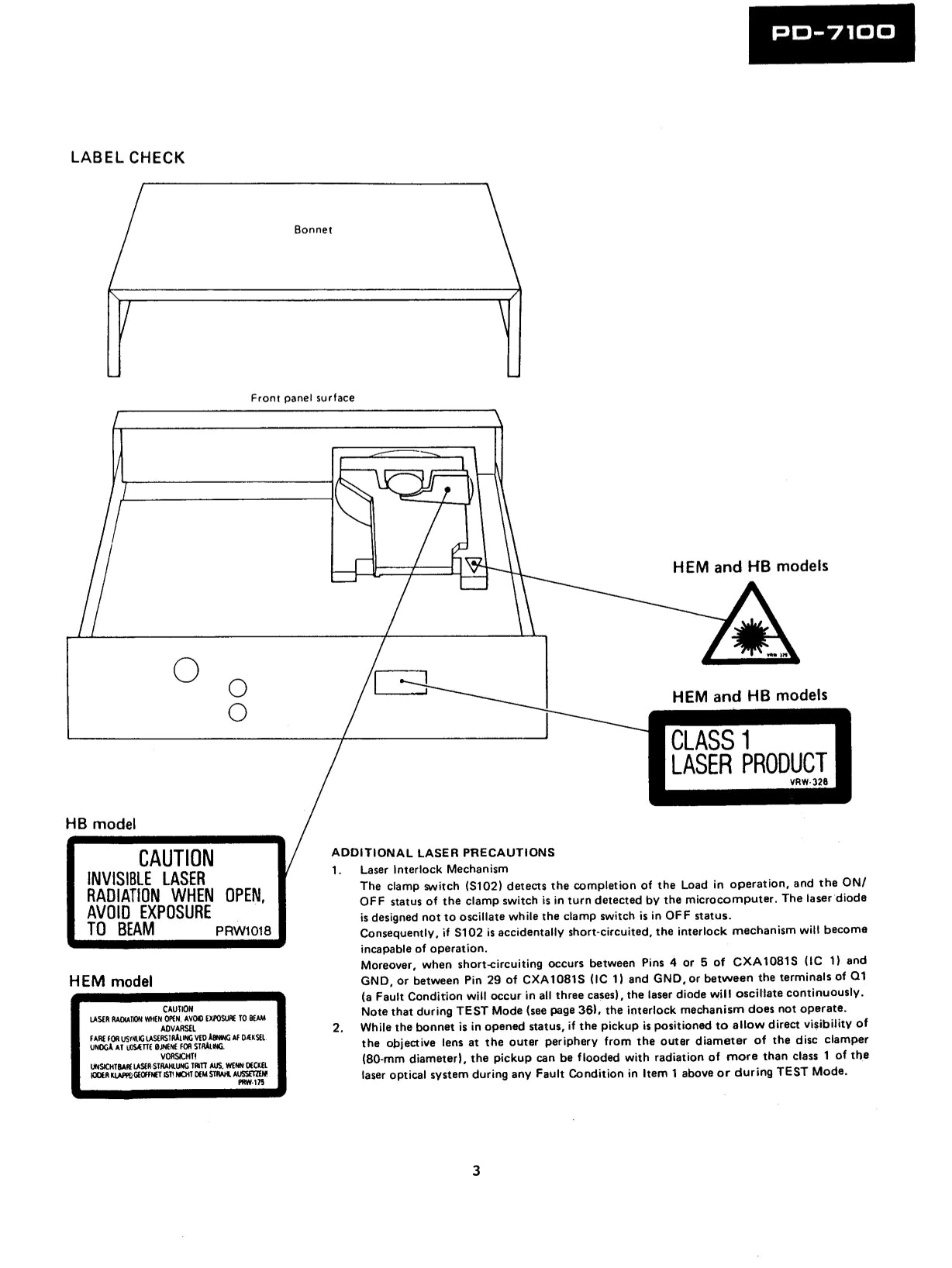 Pioneer PD-7100 & PD-7100-S CD Player Service Manual (Pages: 77)