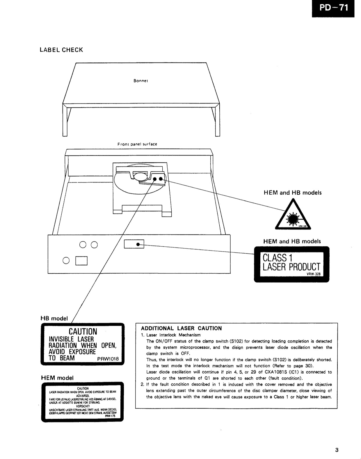 Pioneer PD-71 CD Player Service Manual (Pages: 68)