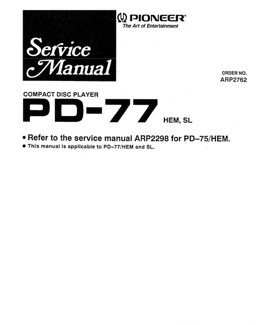 Pioneer PD-77 CD Player Service Manual (Pages: 90)