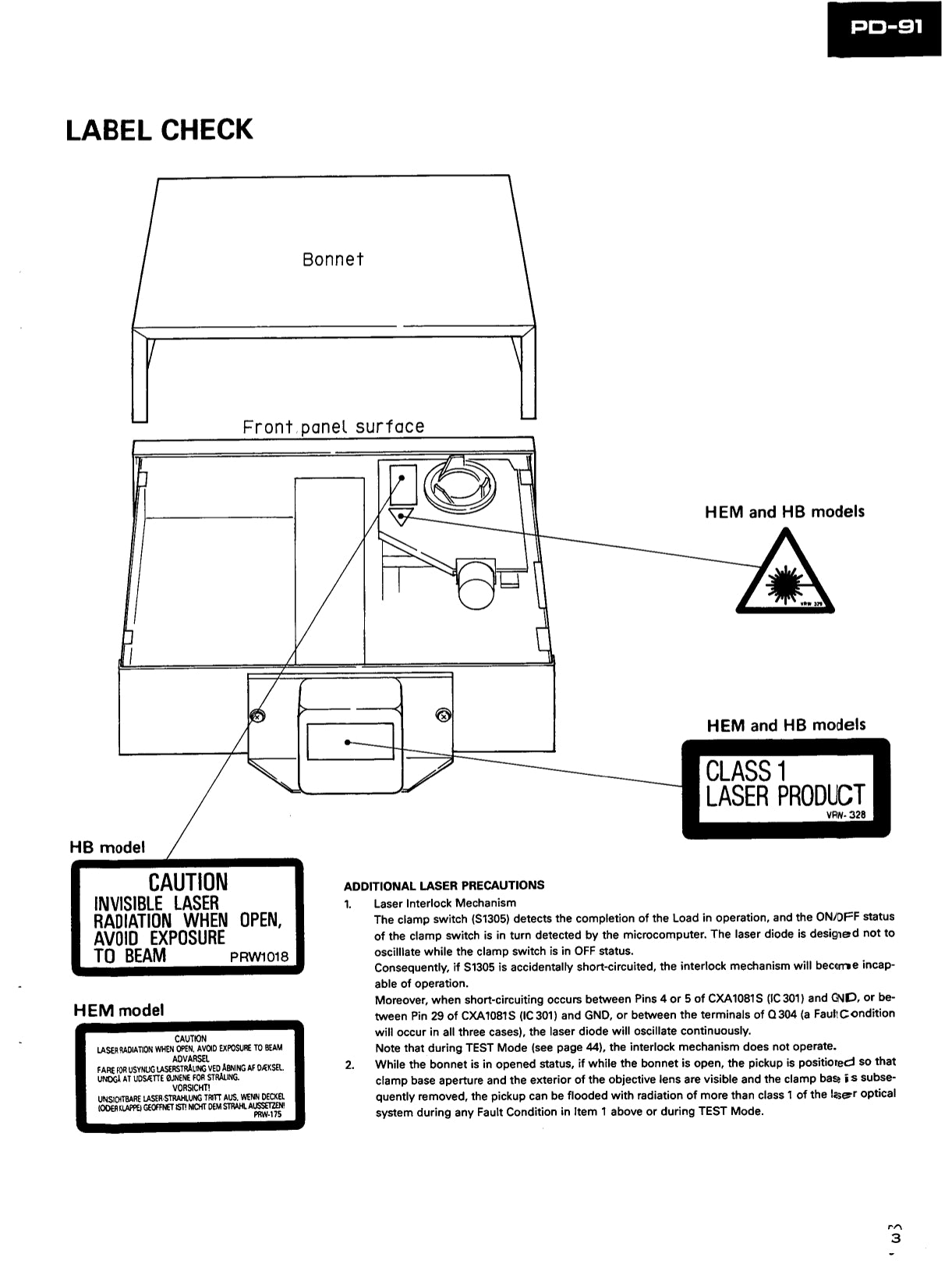 Pioneer PD-91 CD Player Service Manual (Pages: 116)