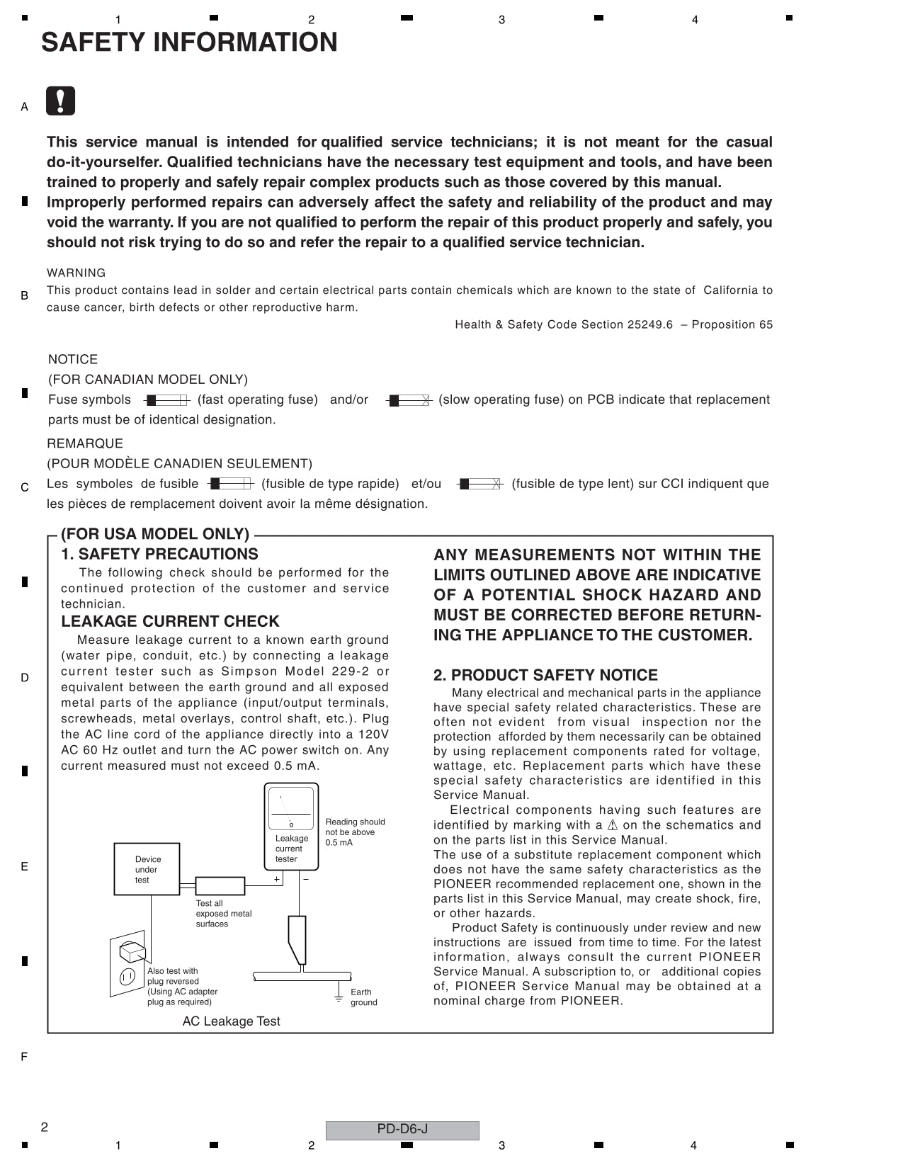 Pioneer PD-D6-J & PD-D6-S CD Player Service Manual (Pages: 96)