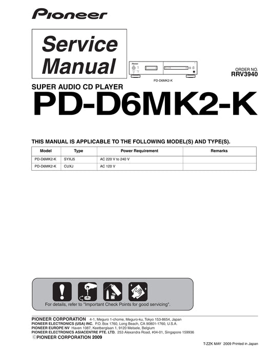 Pioneer PD-D6MK2-K CD Player Service Manual (Pages: 85)