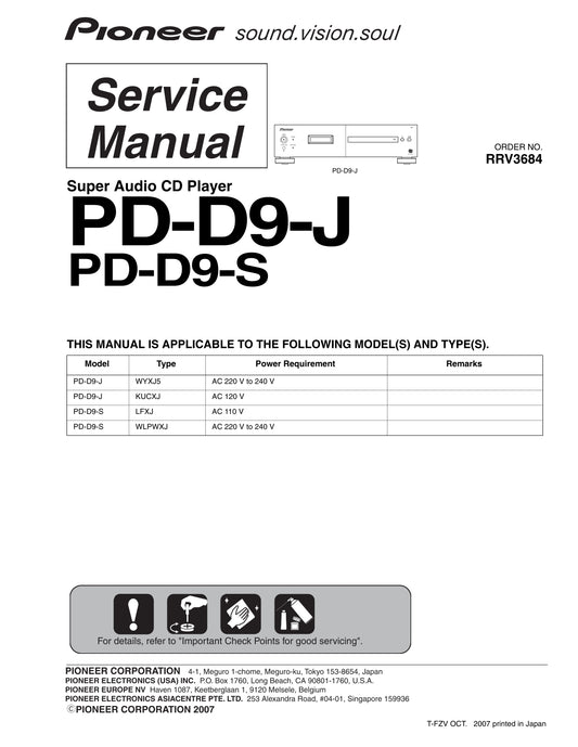 Pioneer PD-D9-J & PD-D9-S CD Player Service Manual (Pages: 92)