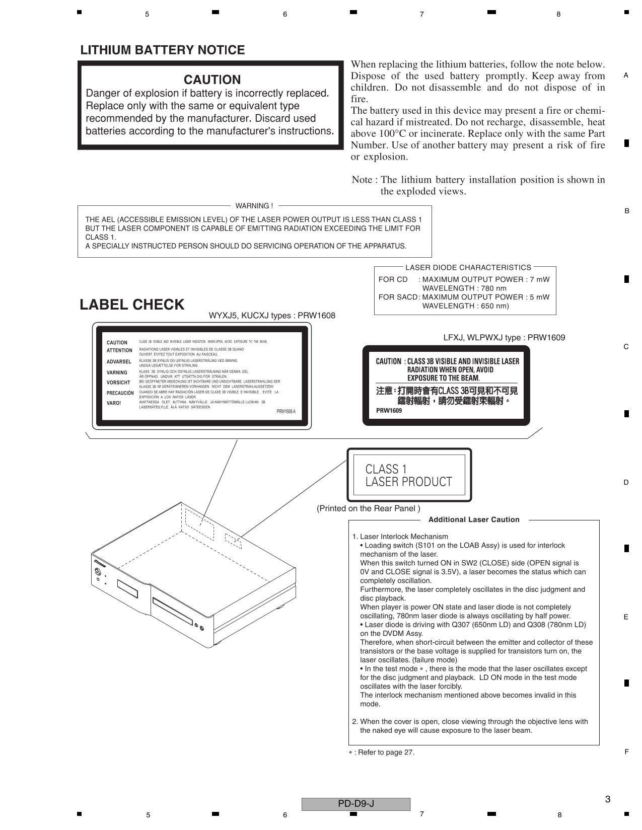 Pioneer PD-D9-J & PD-D9-S CD Player Service Manual (Pages: 92)