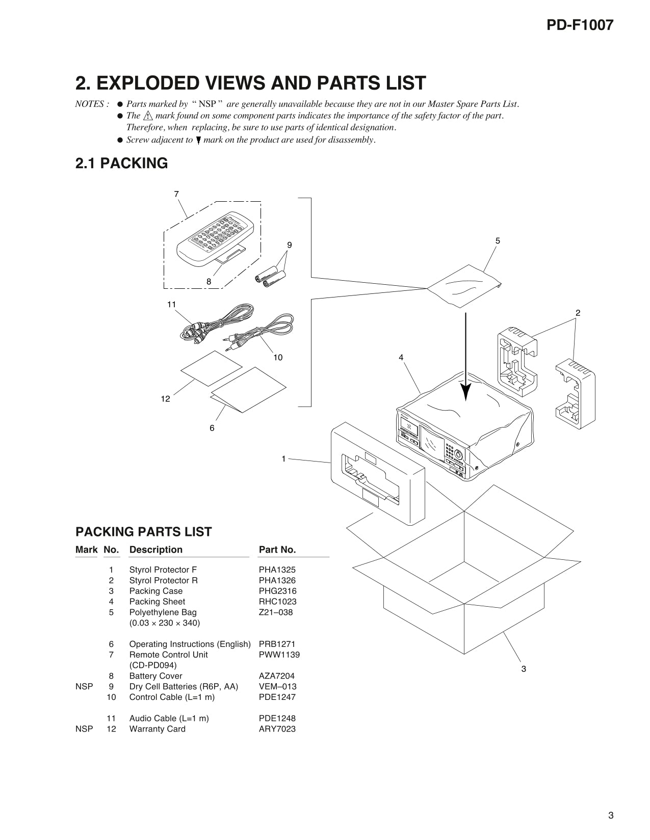 Pioneer PD-F1007 CD Player Service Manual (Pages: 112)