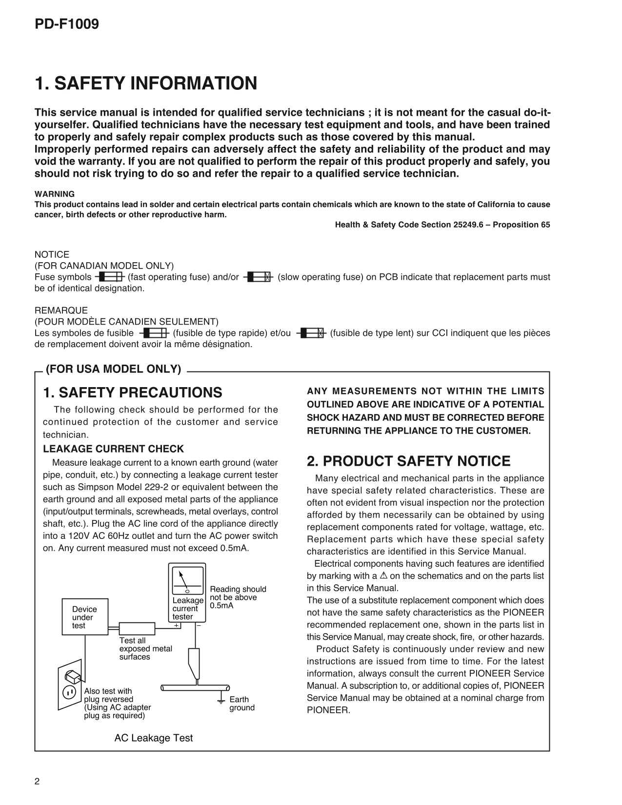 Pioneer PD-F1009 CD Player Service Manual (Pages: 62)
