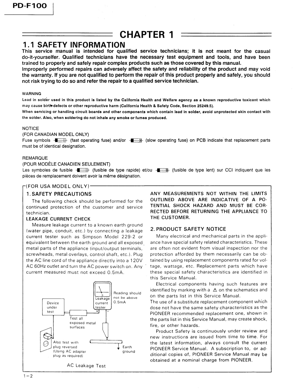 Pioneer PD-F100 CD Player Service Manual (Pages: 55)