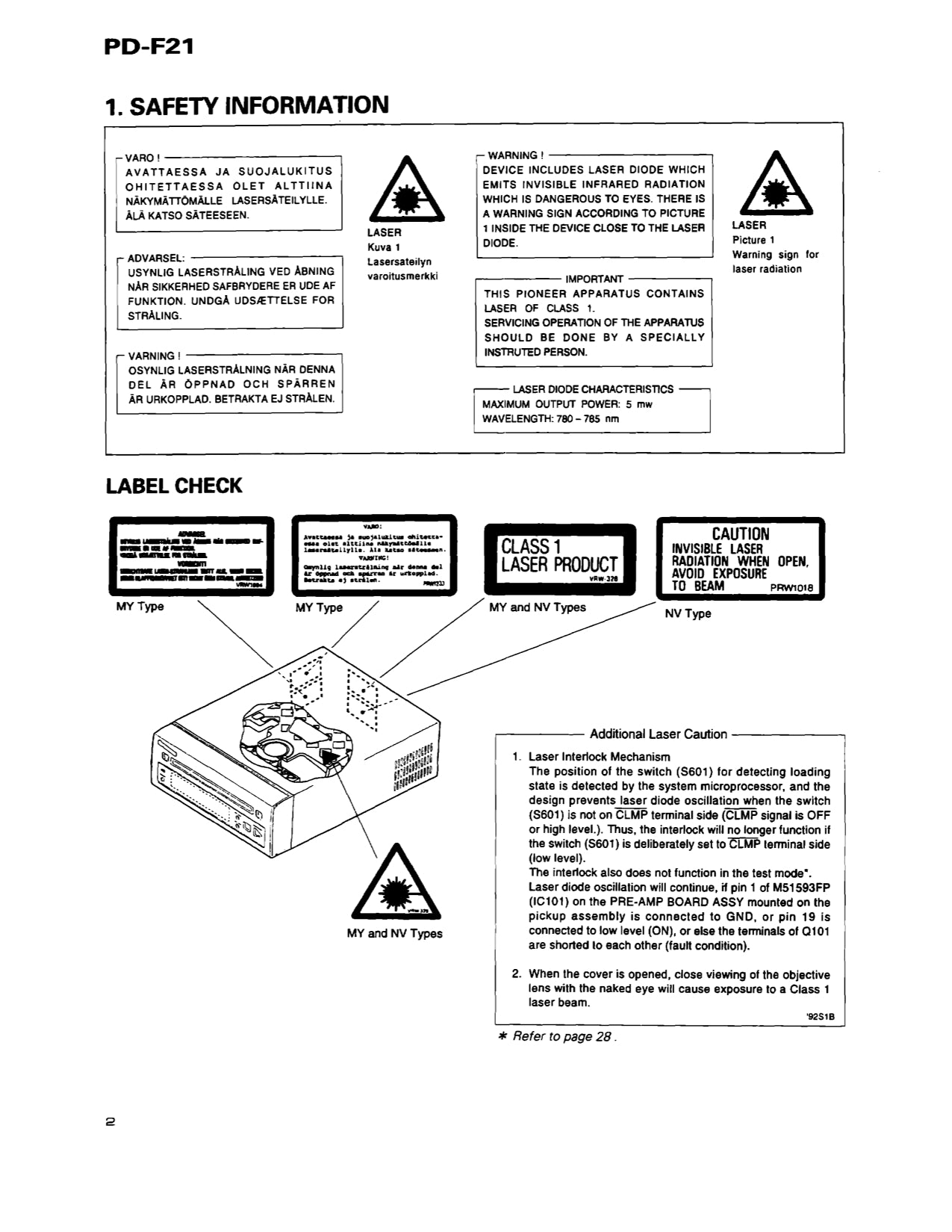 Pioneer PD-F21 CD Player Service Manual (Pages: 40)